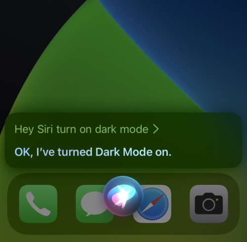 Asking Siri to turn on Dark Mode